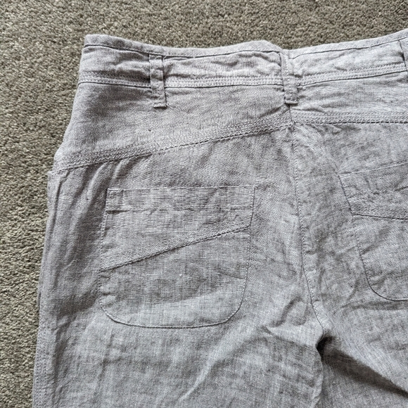 Ecru silver gray linen pants size Medium - Picture 4 of 14
